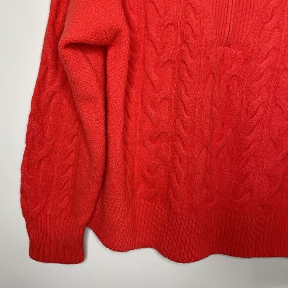 J CREW Sweater Womens Large Orange Cable-Knit 1/2-Zip NEW Supersoft Yarn BD032 - Picture 3 of 12